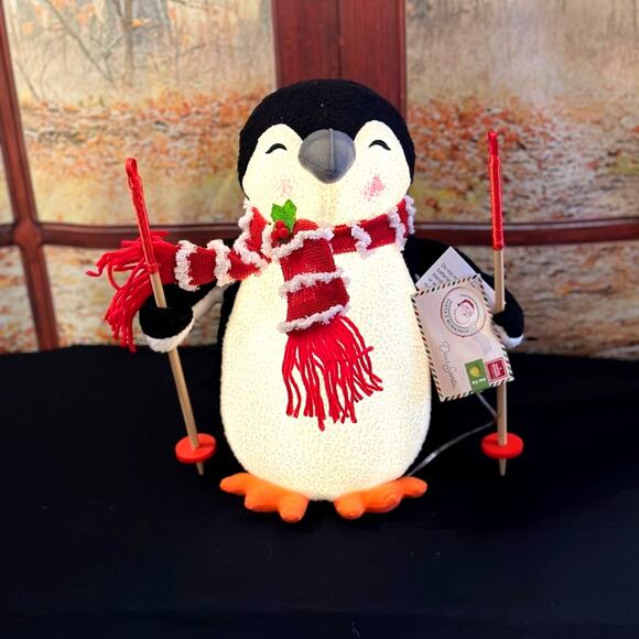 Santa's Workshop 11" Skiing Penguin Light-Up Plush Holiday Decor - Picture 8 of 8
